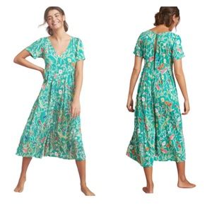 ANTHROPOLOGIE Green Floral Romper Midi
